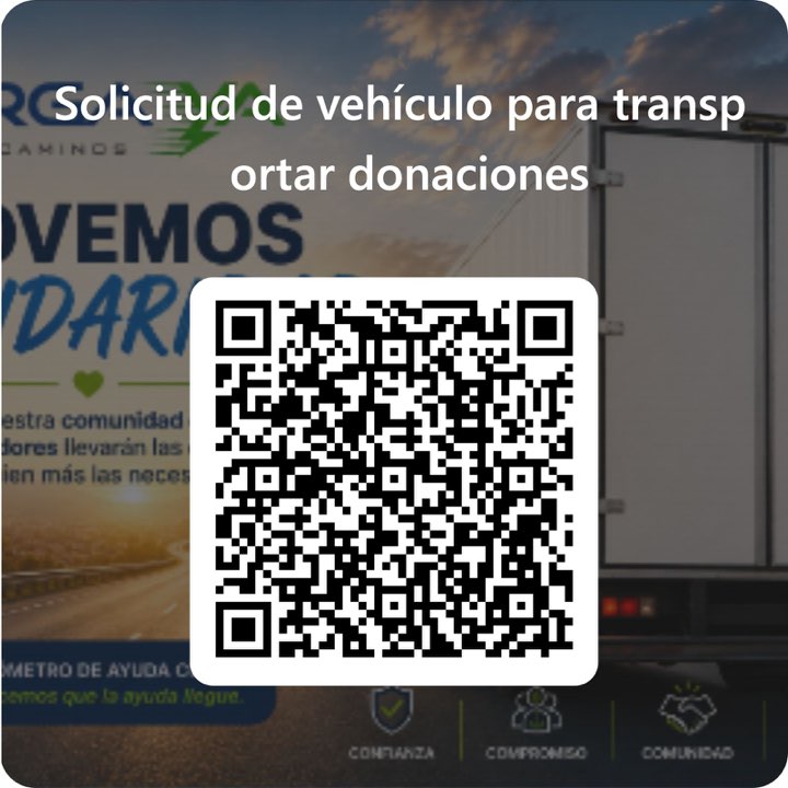 Código QR: solicitud de vehículo para transportar donaciones
