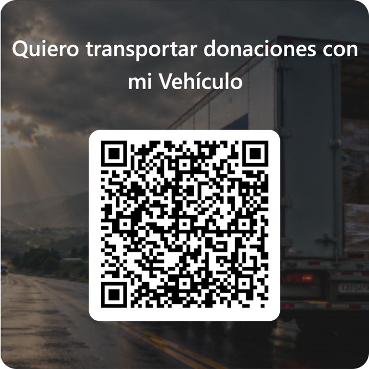 Código QR: quiero transportar donaciones con mi vehículo